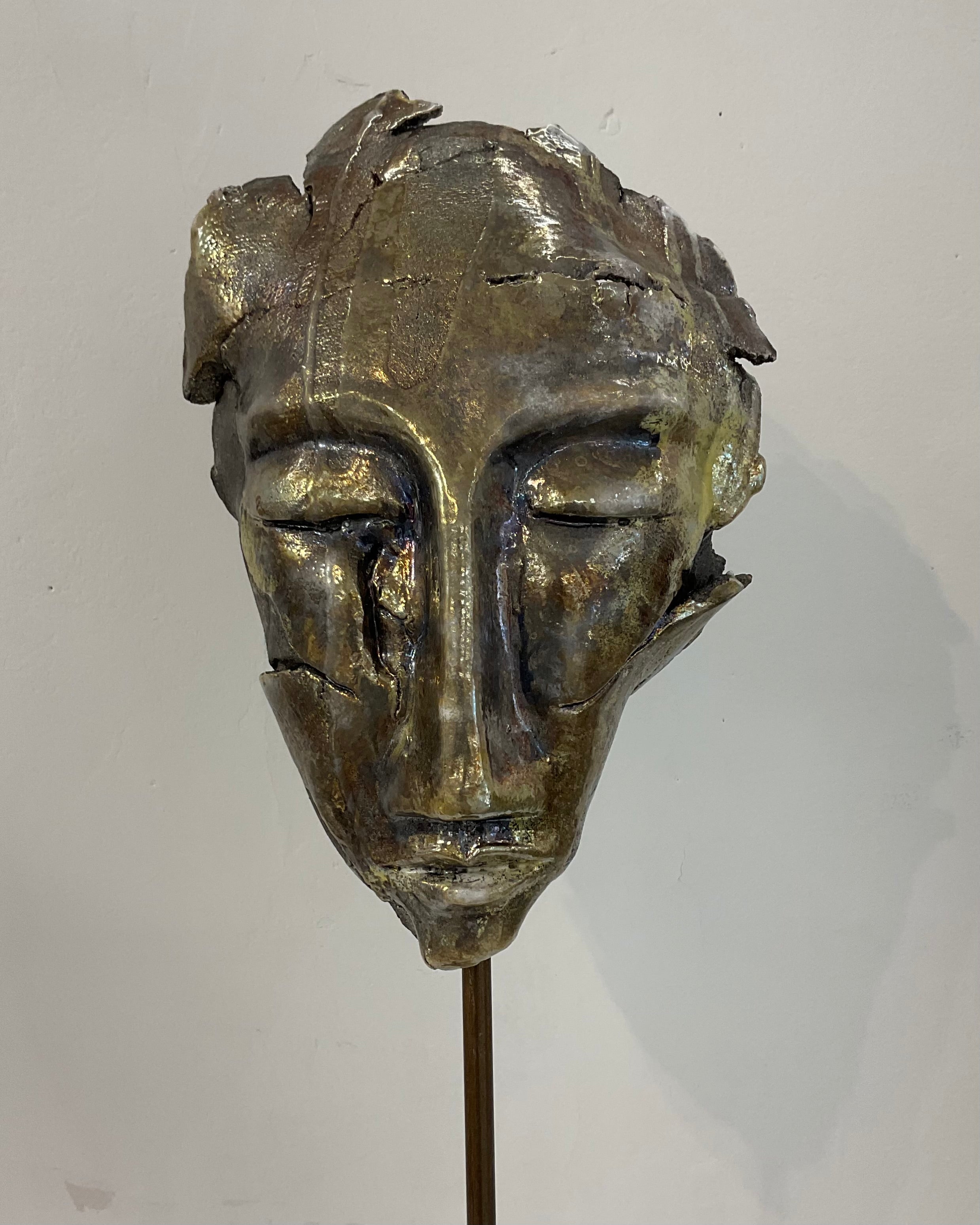 Maschera II ceramica raku - vista frontale