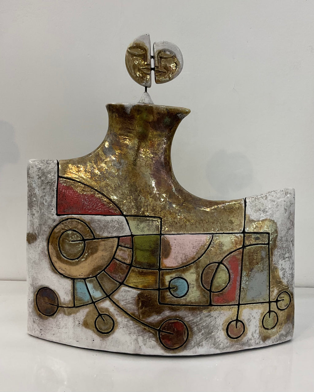 Dualità scatola ceramica raku - vista frontale chiusa