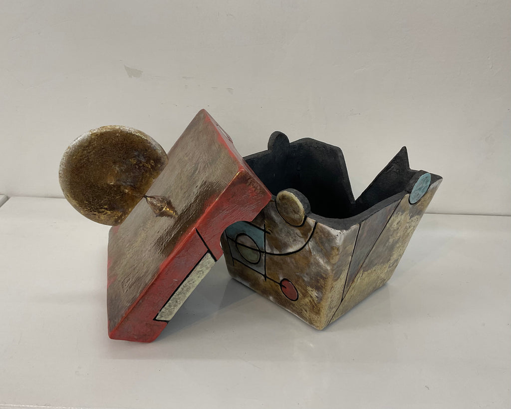 Scrigno in Ceramica Raku - coperchio aperto